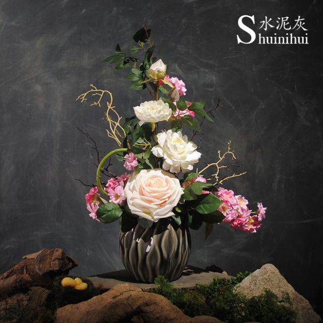 四国化成硅藻泥插花效果图