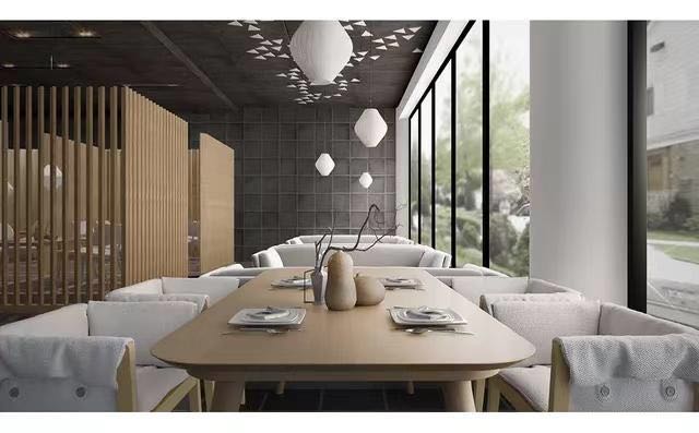 日式餐厅硅藻泥效果图